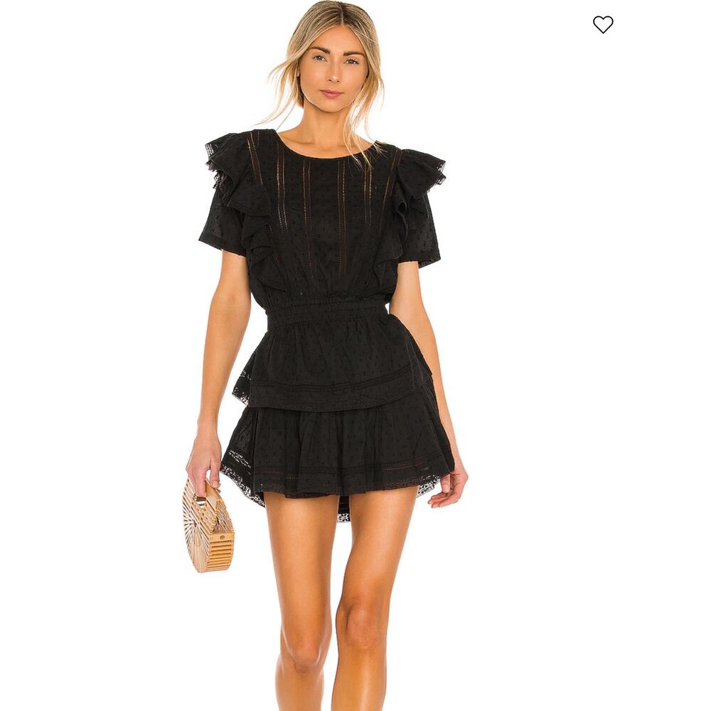 LoveShackFancy Black Lace Mini Dress